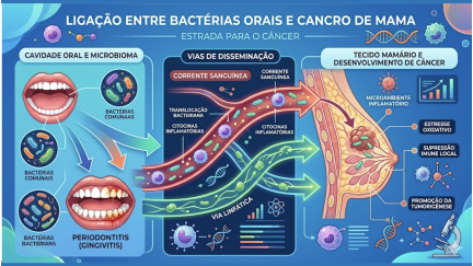 Bactéria associada à doença gengival pode contribuir para o crescimento e disseminação do cancro da mama